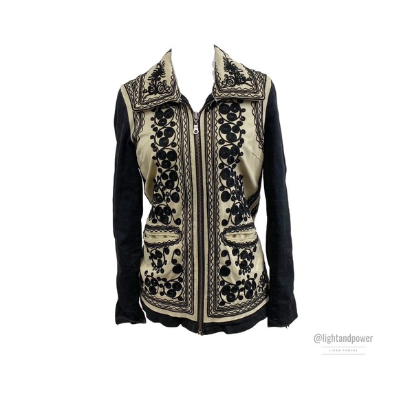 Free People Jackets & Blazers - Free People Embroidered Front Zip Jacket XS EUC